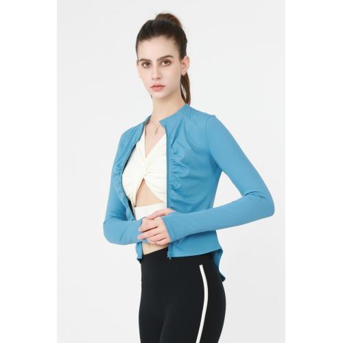 Yoga Jacket  The Blue Pleated Yoga Top Supplier