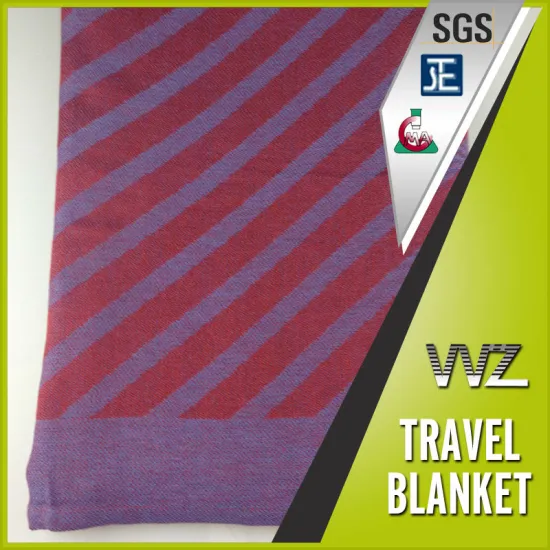 Stripe design twill woven jacquard blanket travel blanket plane blanket modacrylic flame retardant