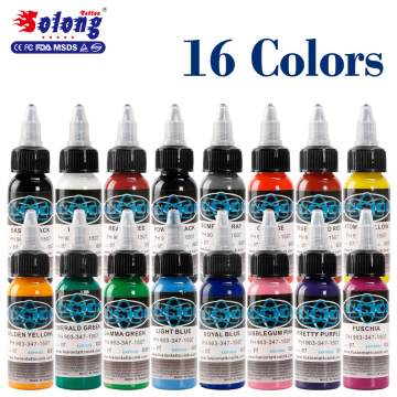 Solong 30ml/Bottle 16 Colors Manufacturer Permanent Tattoo Ink Colors Profession Tattoo Inks Made in China