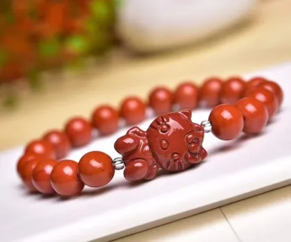 Cat Carving Crystal Healing Stretch Bracelet