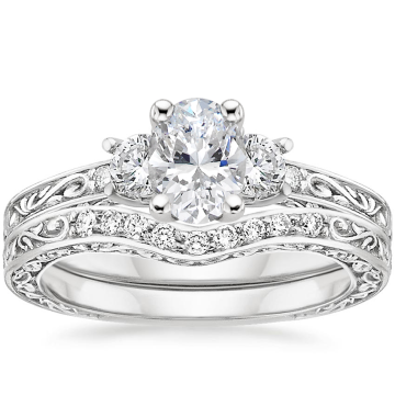 Lab Grown Oval Filigree Bridal Set FLORAL JEWELRY