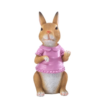 8.8-inch Pink Clothes Rabbit Statue: A Delicate Resin Sculpture Perfect for Easter Gifts and Decorations