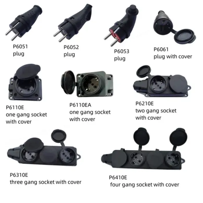 Водонепроницаемая заземляющая розетка европейского стандарта с одним видом