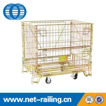 Industrial stackable rigid welded storage cage with wheels