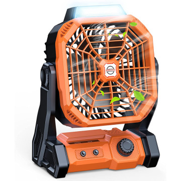 Rechargeable Double Motor Camping Fan with Light and Adjustable Timing