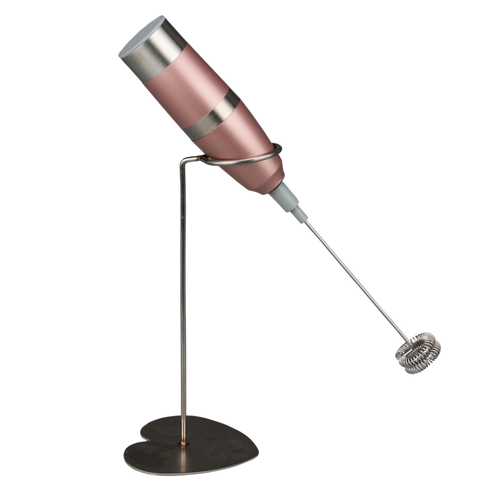 With Stainless Steel Stand Base Electric Rose Pink Milk Frother