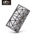 Geometric PU leather peach color clutch party wallet