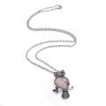 Pendentif en pierre naturelle de quartz rose alliage hibou pendentif fow femmes bijoux collier