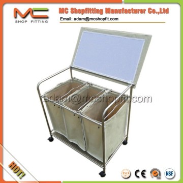 stainless steel laundry hamper trolley with ironing board