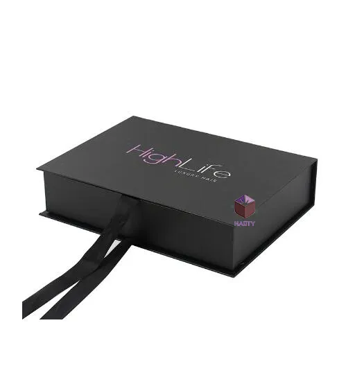 Black Full Wig Silk Ribbon Hair Paper Box