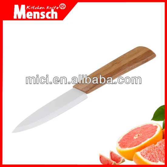 High-quality Zirconia 4 inch fruit peeler knife with bamboo handle