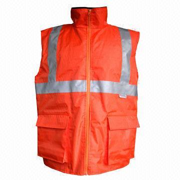 Work reflective vests with 300D polyester oxford/PU fabric, competitive price