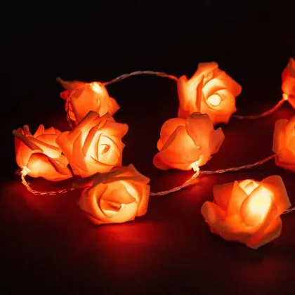 Battery Rose Flower Christmas Village Led Lights
