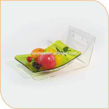 Circular fashion transparent acrylic candy fruit bowl with colorful design, new fruit disk for 2015