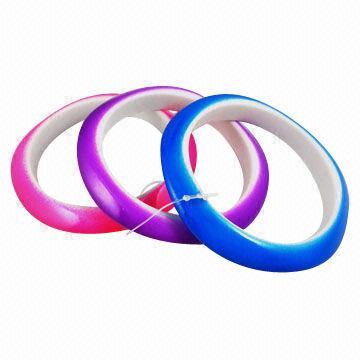 Ketibaan adat istiadat yang berwarna-warni Pearlescent Resin Bangle Set baru, 3 keping/Set