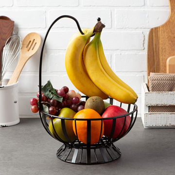 Metal Wire Fruit Basket with Removable Hanging Hook for Kitchen