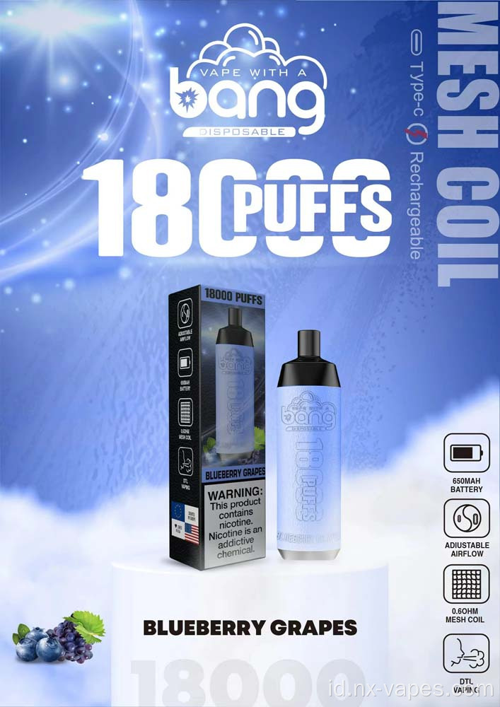 Bang Crown Bar 18000 Puffs sekali pakai grosir vape