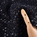 100% poliester tenunan black metallic paillettes tweed fabric