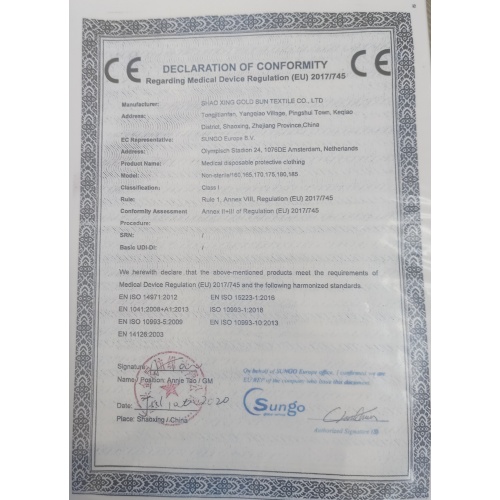 Sterilized Medical Protective Isolation Gown Clothing