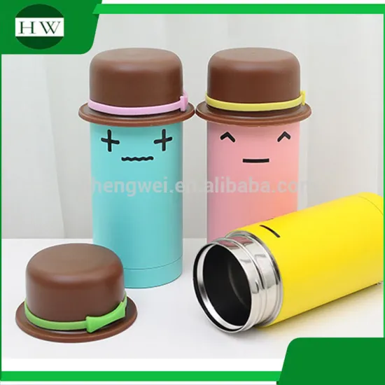 double walled cartoon cap stainless steel vacuum tube sealed travel drinking water bottle mug cup