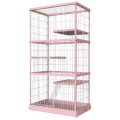 Iron Cat Cage Multi Level Pet House Quadrate Enclosure Plastic Tray Button Closure for Small Breeds