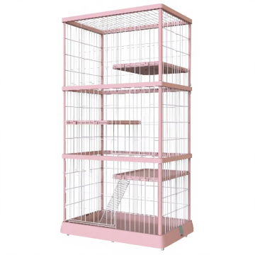 Iron Cat Cage Multi Level Pet House Quadrate Enclosure Plastic Tray Button Closure for Small Breeds