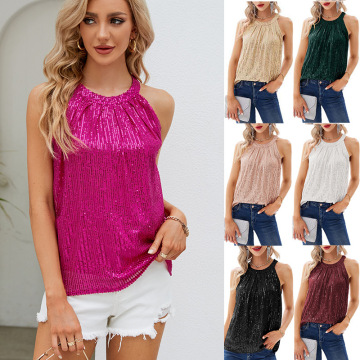 2024 Women's Summer New Sequin Suspender Vest Shirt Top for Party