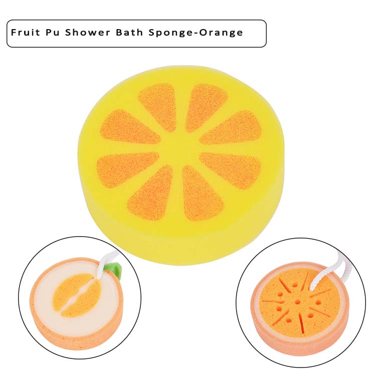 2022 Mauri Esponja De Frutas Bath Fruit Pu Shower Bath Sponge Orange Shape Cleaning Sponge For Removing Smell Three Jpg