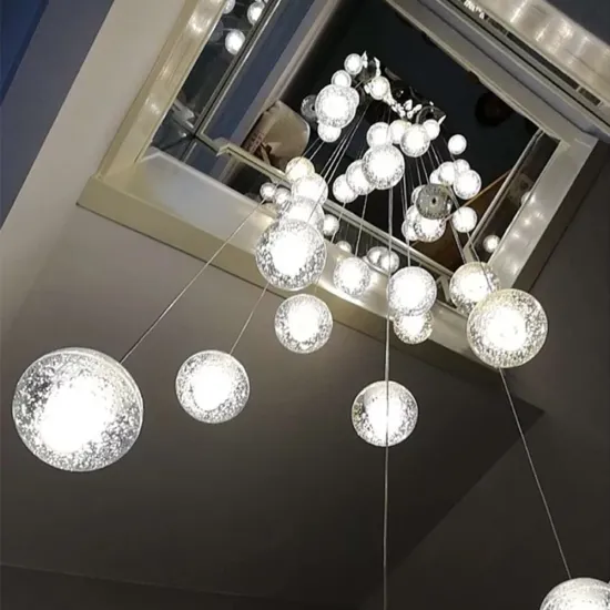 Modern Crystal Bubble Chandelier - 14 Ball Glass Pendant Light for Staircase Decoration