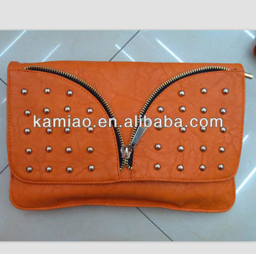 2015 New Design Lady Hand Bag, Rivet Leather Clutch Bag