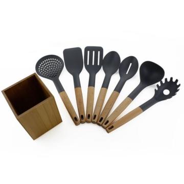 7pcs che cucinano gli utensili di nylon con il supporto della cucina