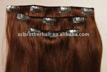 Best quality brown clip in human hair extensions