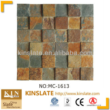 Kinslate rusty slate stone no gap sticked 3d effect slate stone mosaic decoration