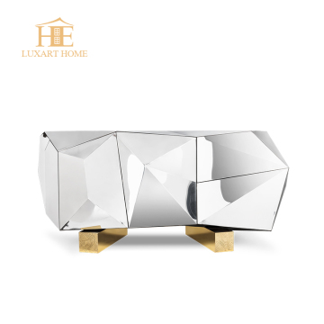 Modern Luxury Stainless Steel Sideboard with Brass Legs for Living Room