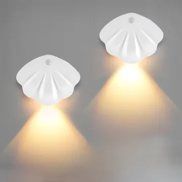 White Shell Shaped Indoor Wall Light Sensor Bedside Decorative Night Light