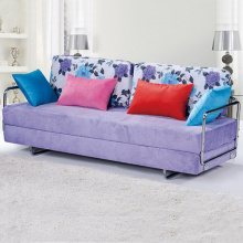 Purple Fabric Upholstered Convertible Functional Sofa Bed