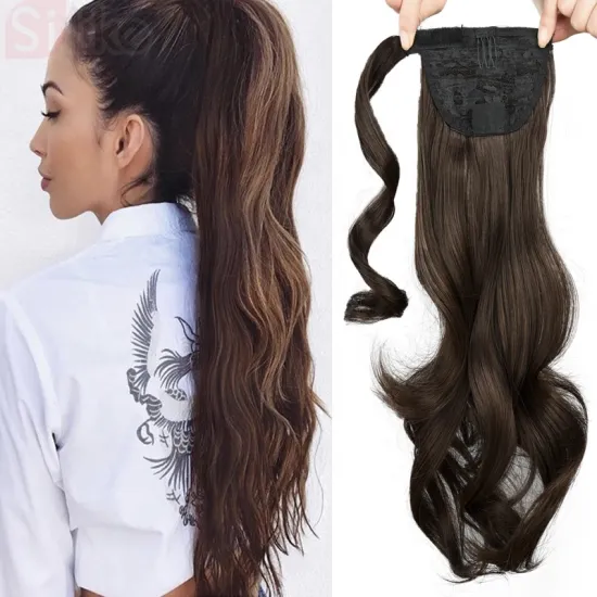 Natural Wave Pony Tail silike Hair 20" Long Wavy Wrap Around synthetic hair extension clip in Heat Resistant Synthetic