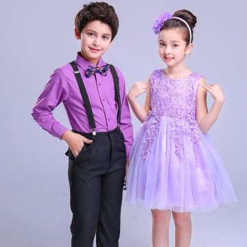 Boy's Bib Pants Costumes Children's Kindergarten Group Performance Costume Sets Primary School Chorus Dresses