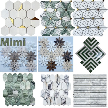 Moderne goldene Feder Marmor Mosaikfliesen für Pools und Badezimmer