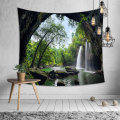 Cave Tapestry Wall Hanging Forest Stone Waterfall Green Nature Wall Tapestry for Livingroom Bedroom Dorm Home Decor