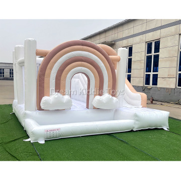 Luxury White Jumping Castle with Dual Slides and Ball Pit for Kids
