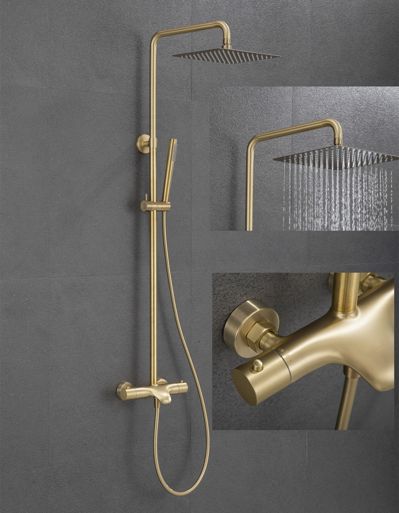 Sanitary Ware Round Gold Hot And Cold Bathroom Water Saving Bathroom Shower Set Exposed