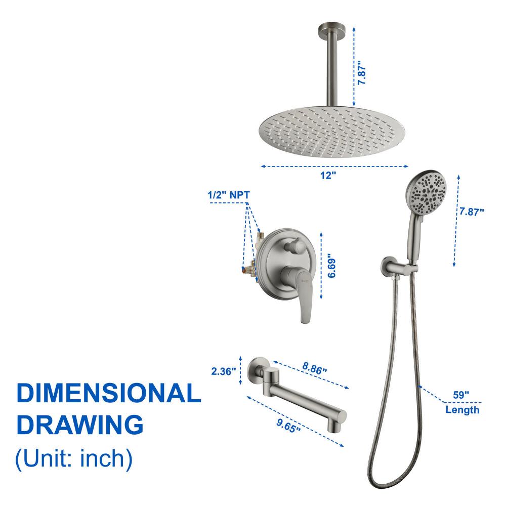 Concealed shower set 88053bn 12 5