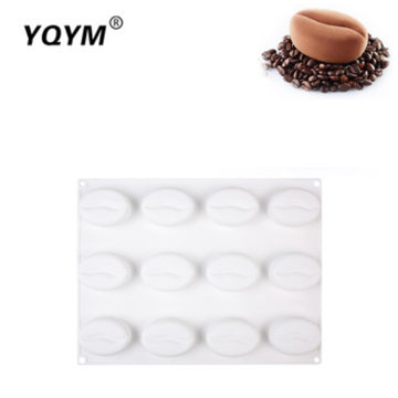 YQYM12 Hole Coffee Bean Shaped Mousse Cake Mold - French Dessert Chocolate Silicone Baking Cake Mold