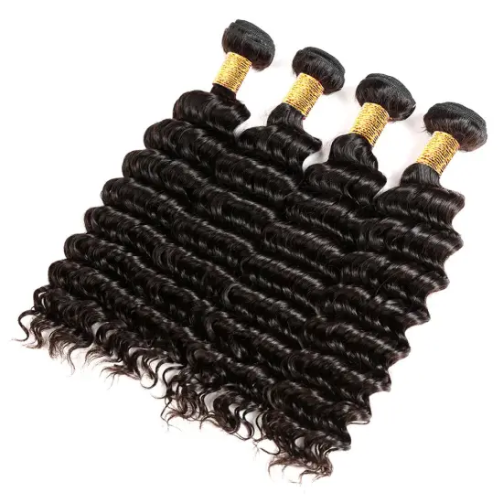 Msbeauty Deep Wave Brazilian Virgin Human Hair Bundles Peruvian Hair Grade 10A Wholesale Natural Color Extension For Black Women
