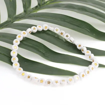 700pcs White Acrylic Gold Star Shape Star Beads