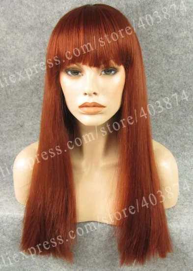 Katy Perry Wigs Auburn 20'' Natural Straight No Lace Machine Wig Synthetic
