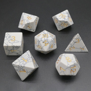 Synthetic White Turquoise Polyhedral Dice Set for Gifting