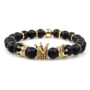 Pulsera de cuentas de corona Imperial de piedras preciosas naturales King Queen Luxury Charm pareja joyería regalo de Navidad para mujeres hombres