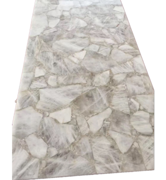 การตกแต่งบ้าน Onyx Stone Gemstone Crystal White Agate Slab พร้อมการตกแต่งด้วยทองคำ